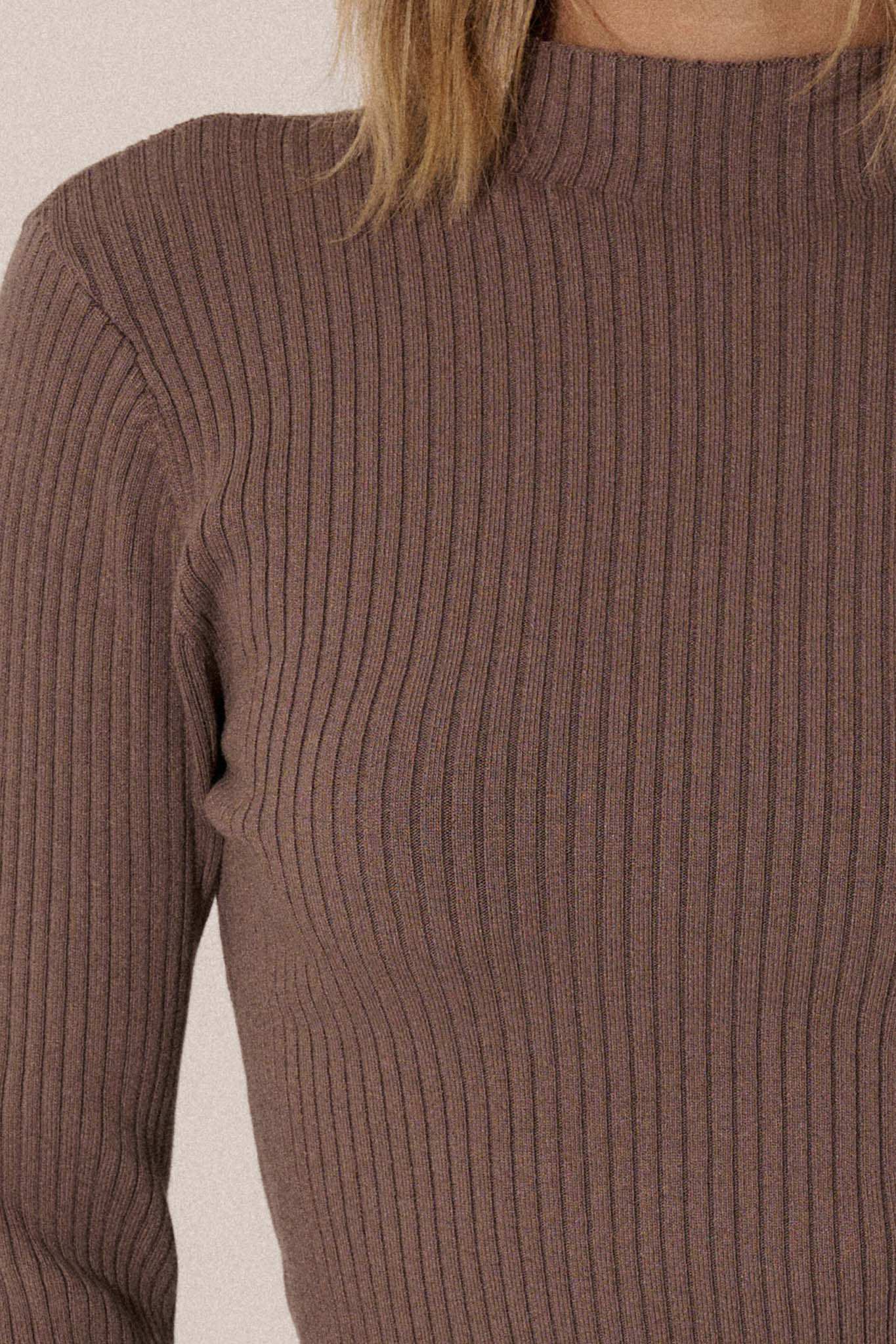 Shaper Fit Mock Neck Long-Sleeve Rib-Knit Top