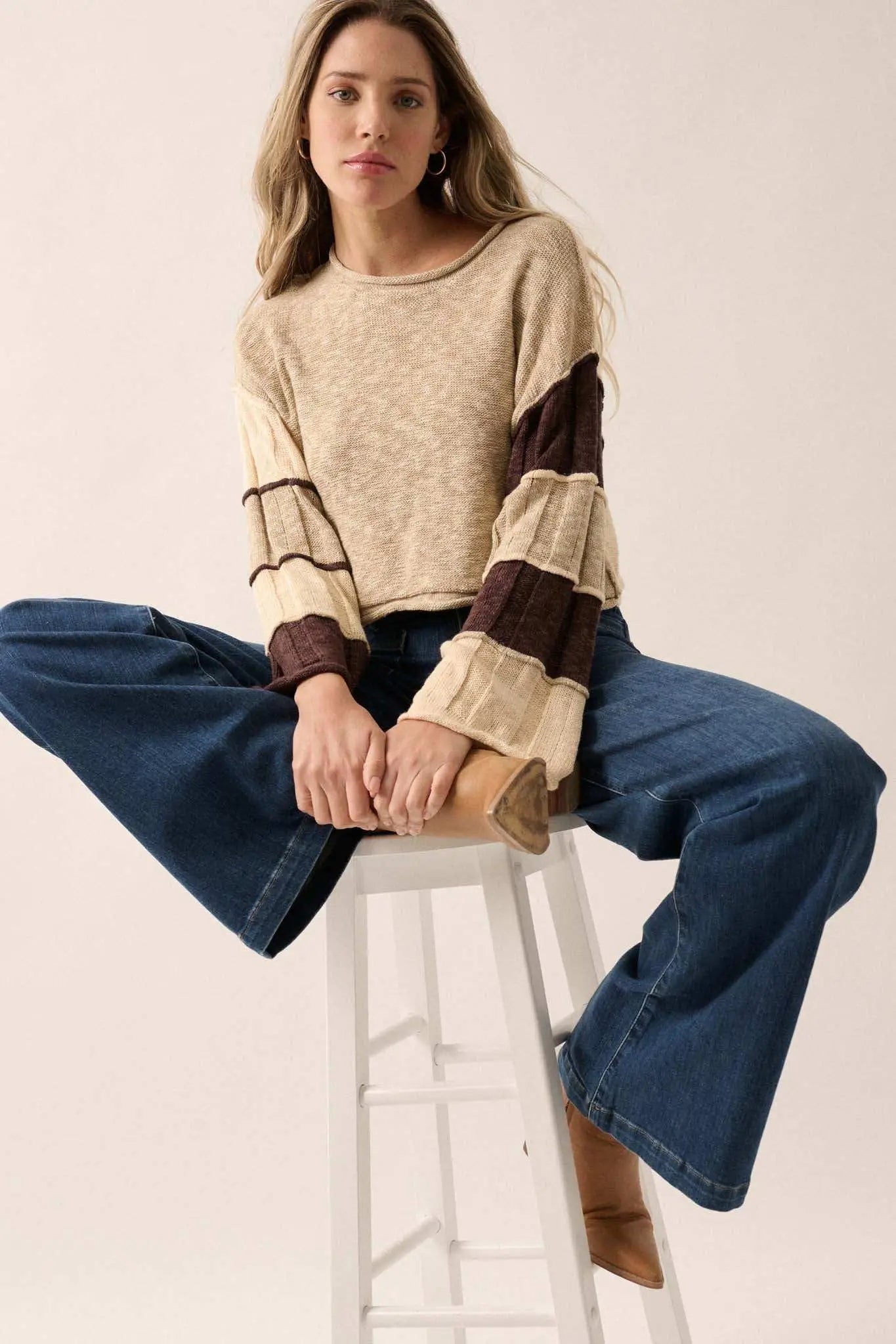 Make or Break Exposed-Seam Colorblock Sweater