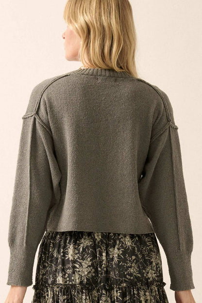 Make It Last Textured Exposed-Seam V-Neck Sweater