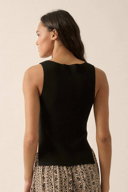 Shaper Fit Rib-Knit Boatneck Sleeveless Shift Top
