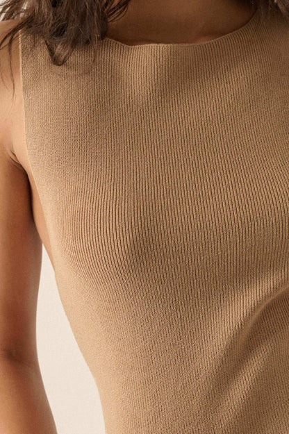 Shaper Fit Rib-Knit Boatneck Sleeveless Shift Top
