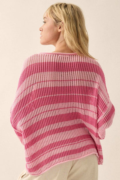 Knitty Gritty Striped Crochet Knit Sweater