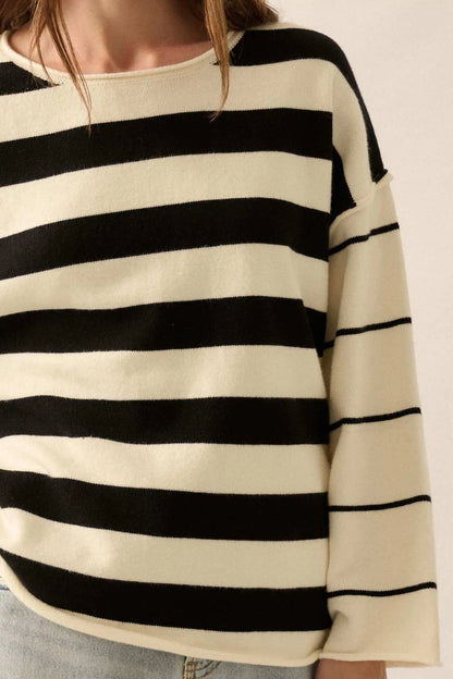 Bend the Rules Striped Rolled-Edge Sweater
