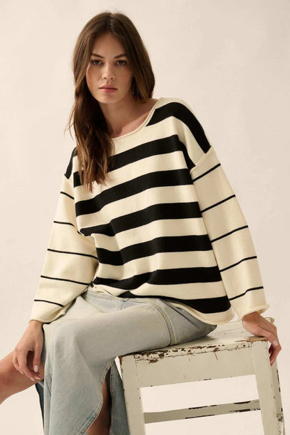 Bend the Rules Striped Rolled-Edge Sweater