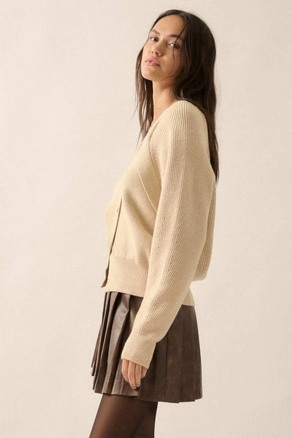 Shrug It Off Layered-Look Rib-Knit Cardigan Sweater