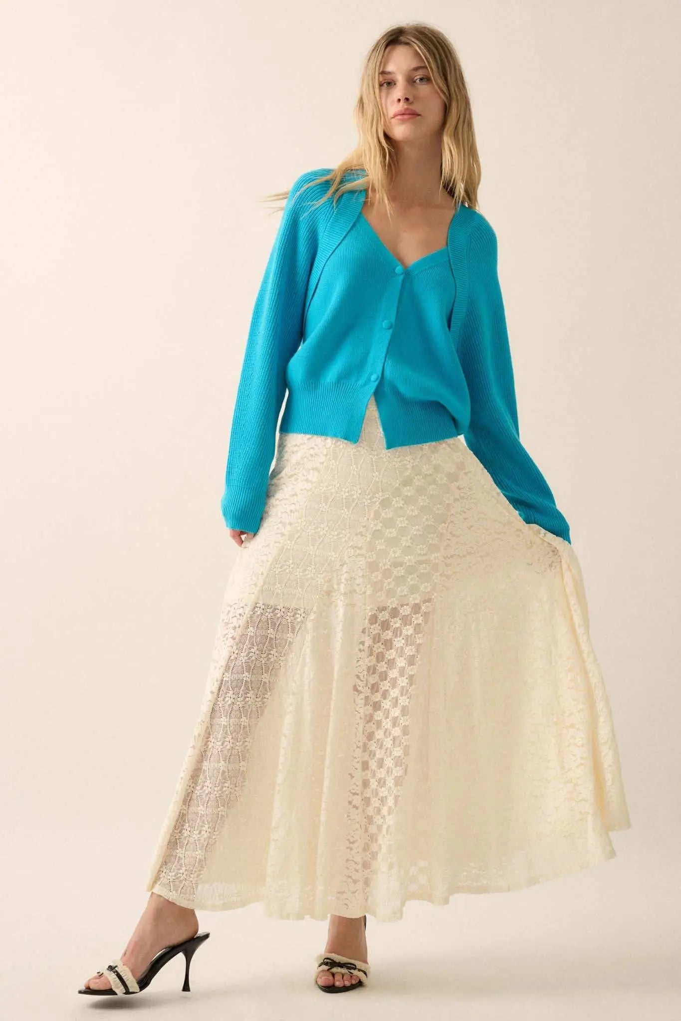 Shrug It Off Layered-Look Rib-Knit Cardigan Sweater