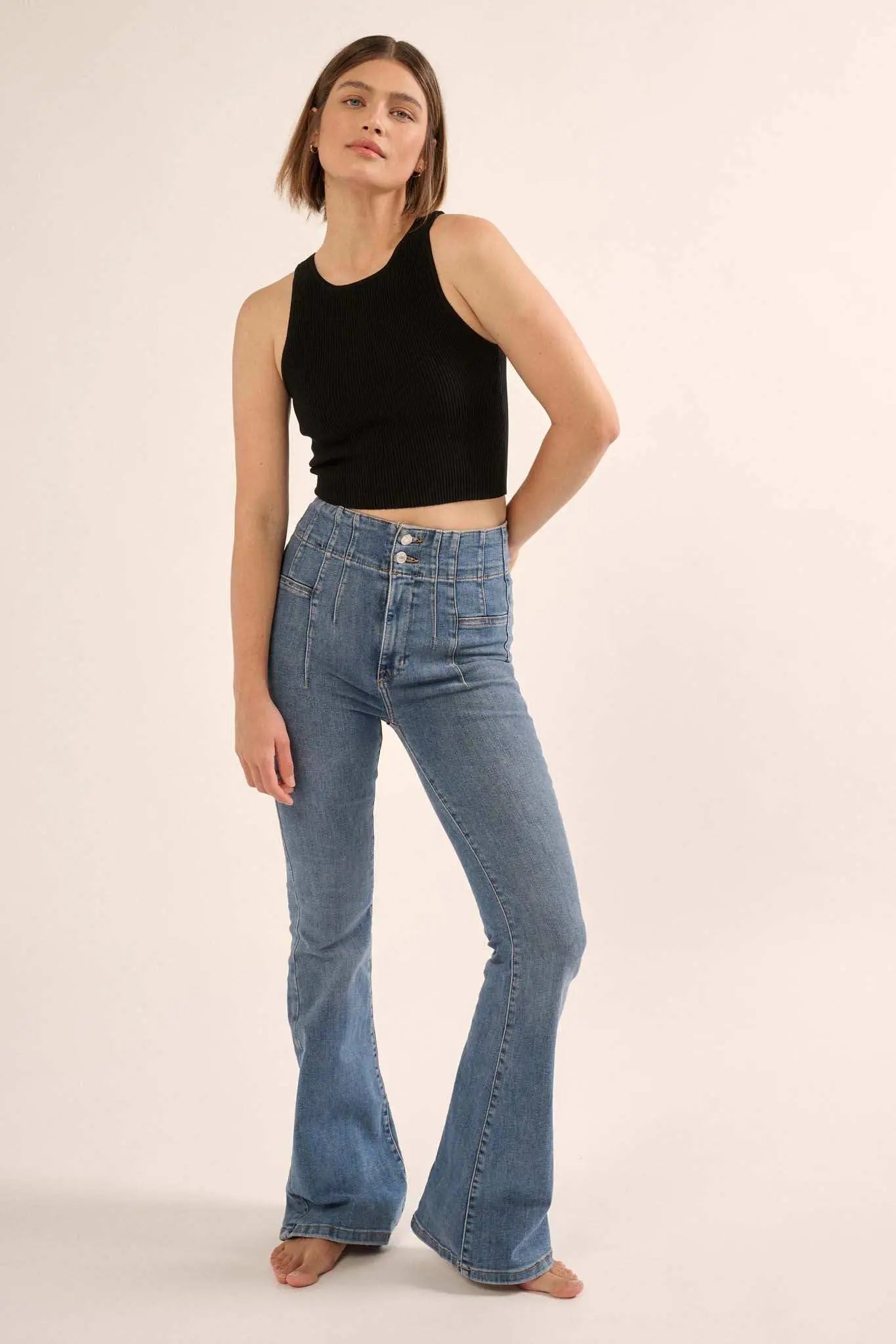 Shaper Fit Crewneck Rib-Knit Racerback Tank Top