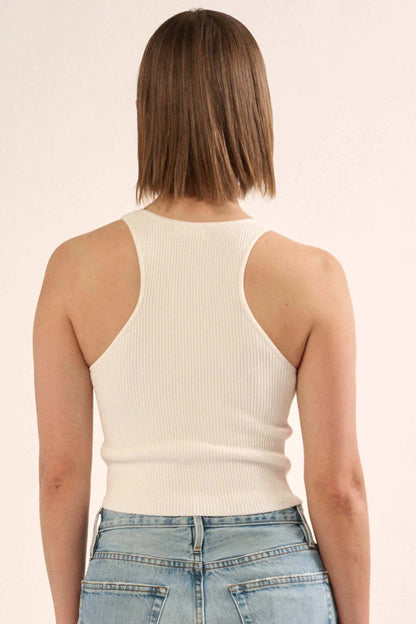 Shaper Fit Crewneck Rib-Knit Racerback Tank Top