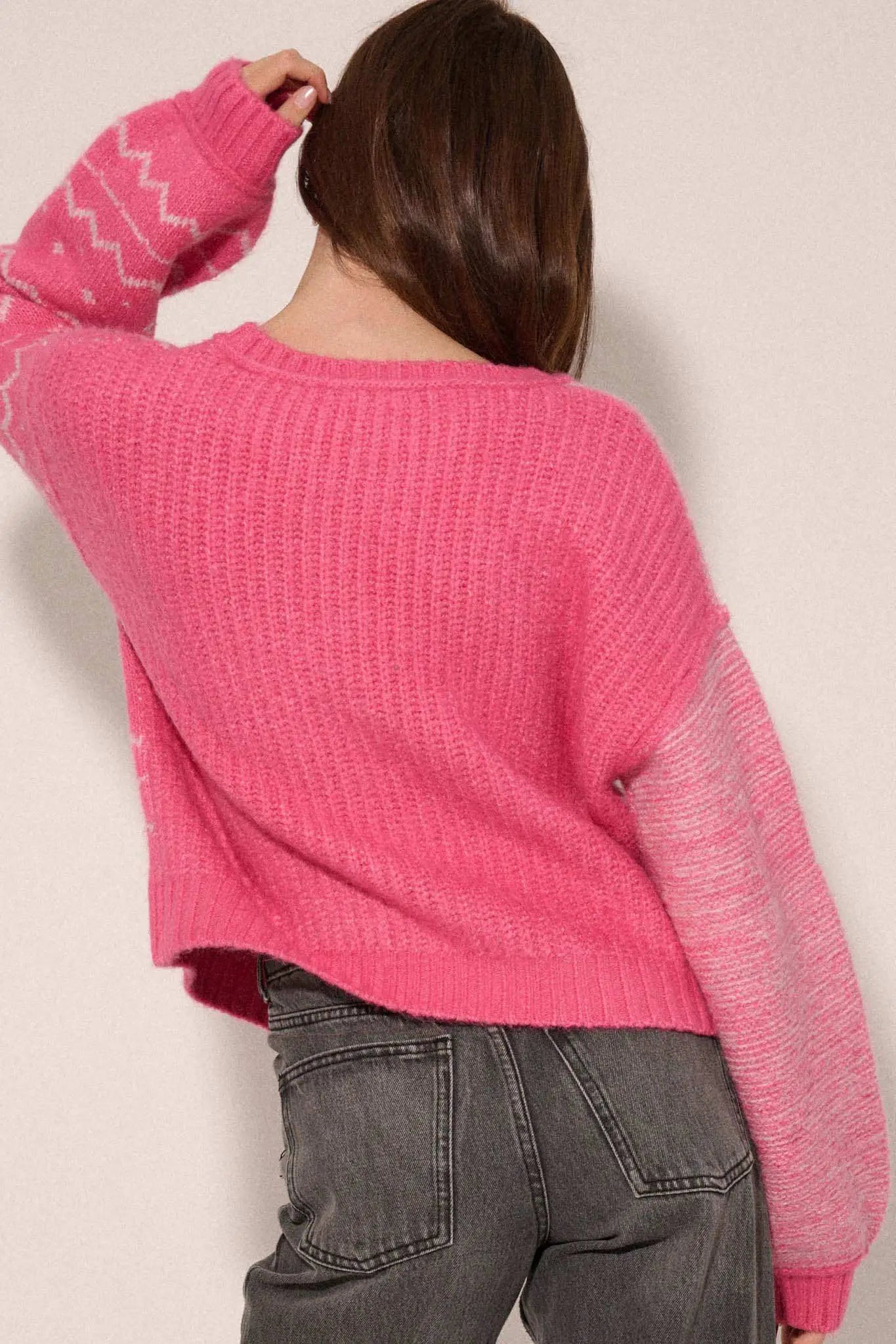 Meet Me Halfway Colorblock Geometric Sweater