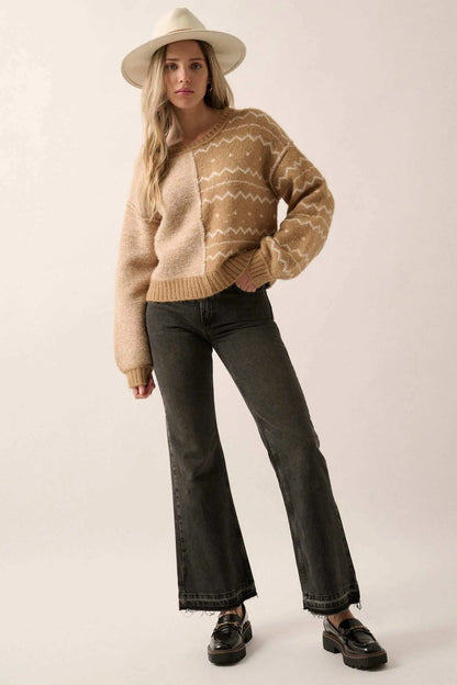 Meet Me Halfway Colorblock Geometric Sweater