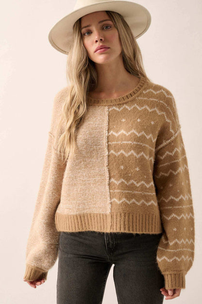 Meet Me Halfway Colorblock Geometric Sweater