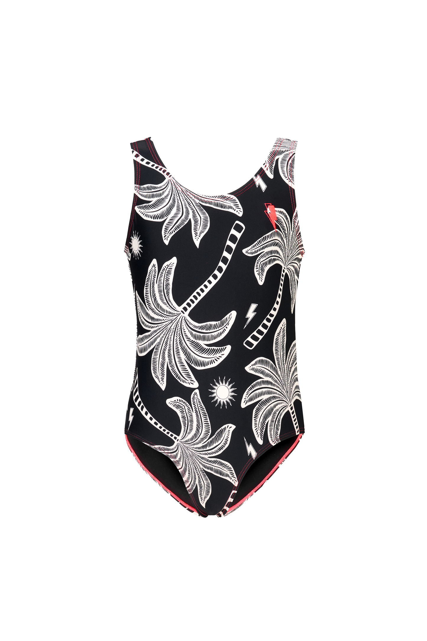 Kids Black with Off White Palm Spring Swimsuit