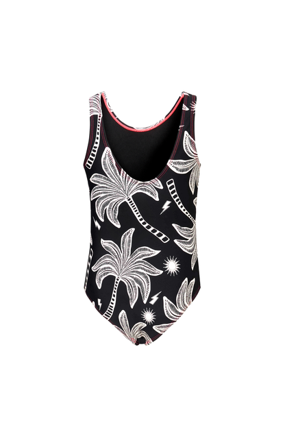 Kids Black with Off White Palm Spring Swimsuit