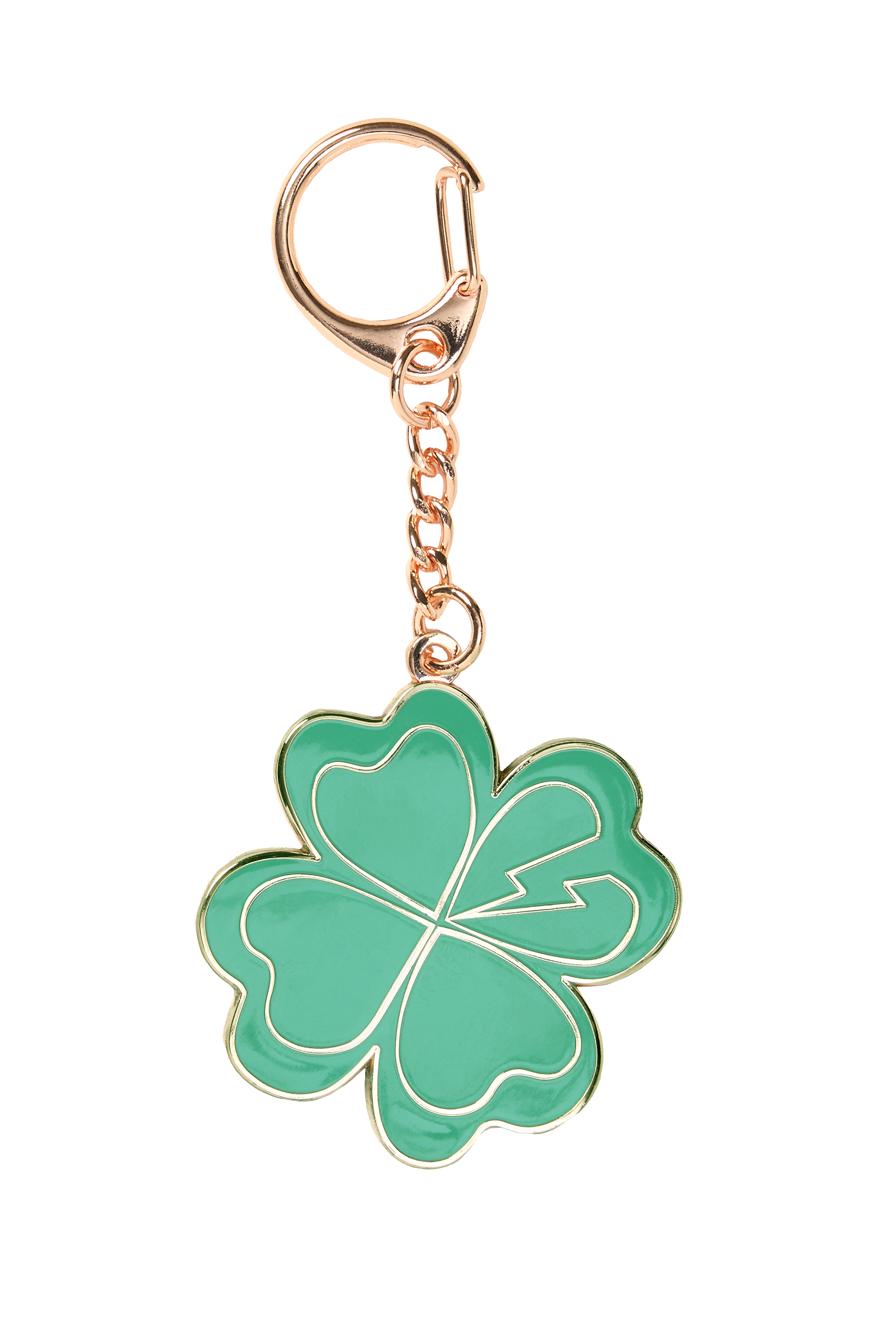 Green Clover Metal Keyring