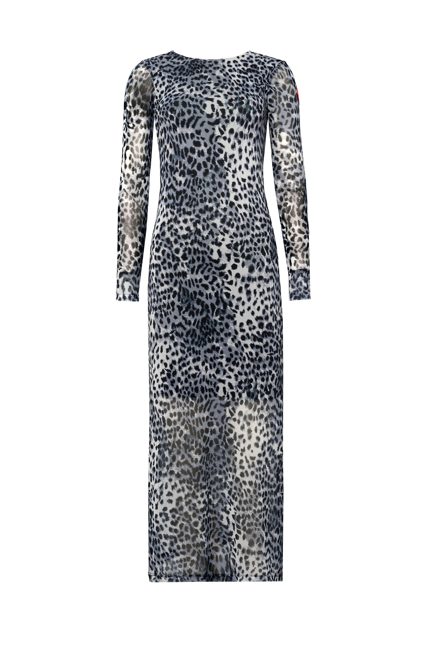 Grey Cheetah Mesh Midi Dress