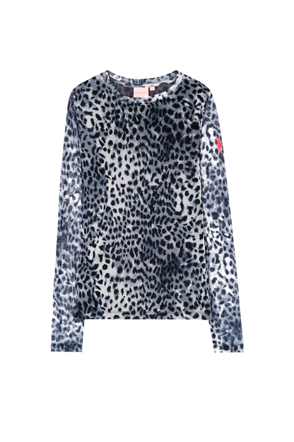 Grey Cheetah Mesh Top