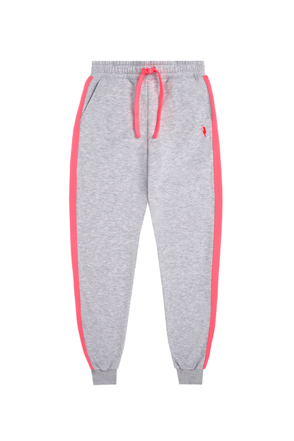 Light Grey Marl with Pink Colourblock Joggers