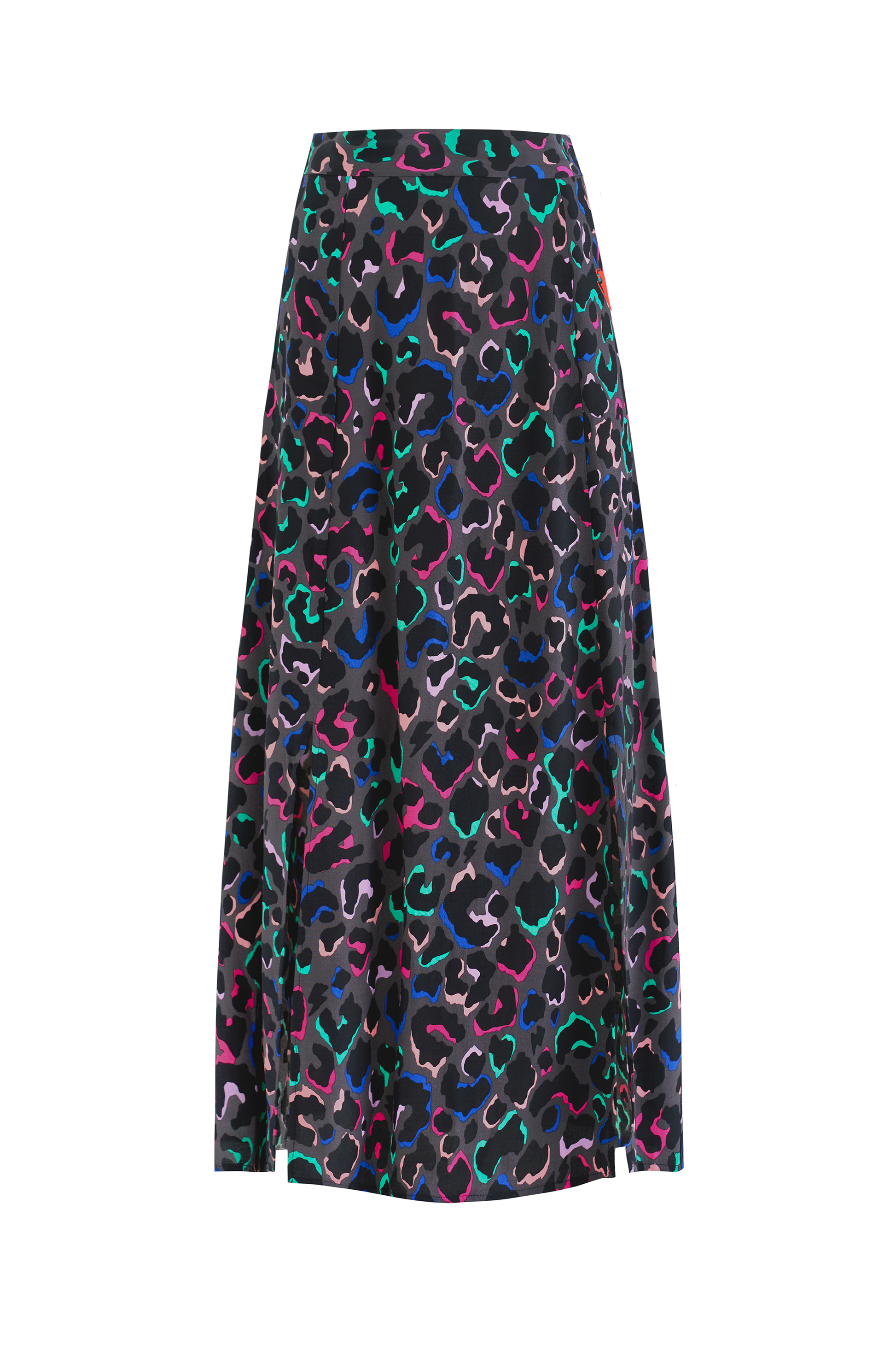 Grey with Rainbow Ziggy Leopard Split Front Skirt