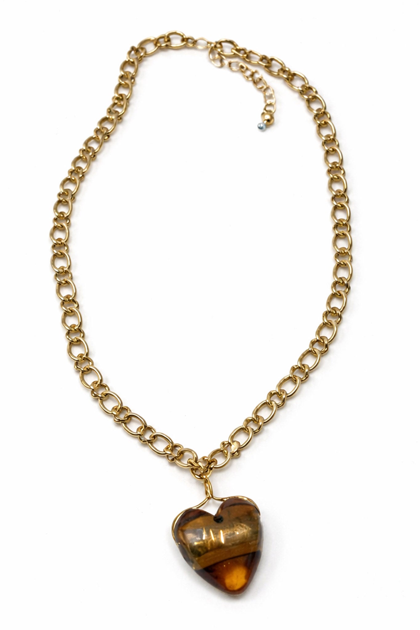 Carmelita Amber Heart Gold Chain Necklace