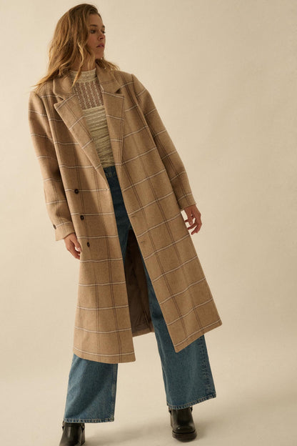 Checking In Plaid Double-Breasted Overcoat