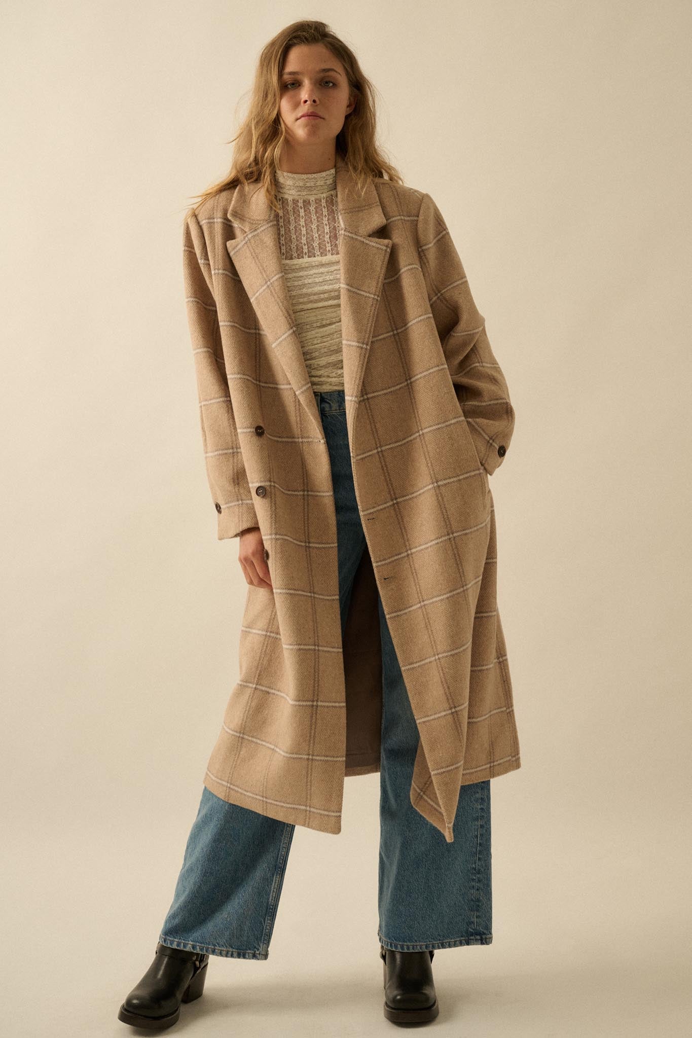 Checking In Plaid Double-Breasted Overcoat