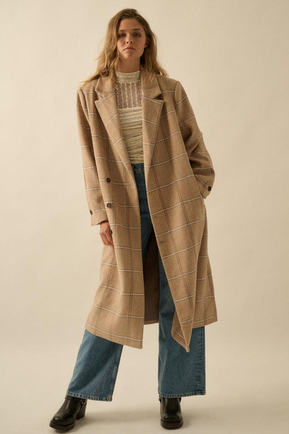 Checking In Plaid Double-Breasted Overcoat