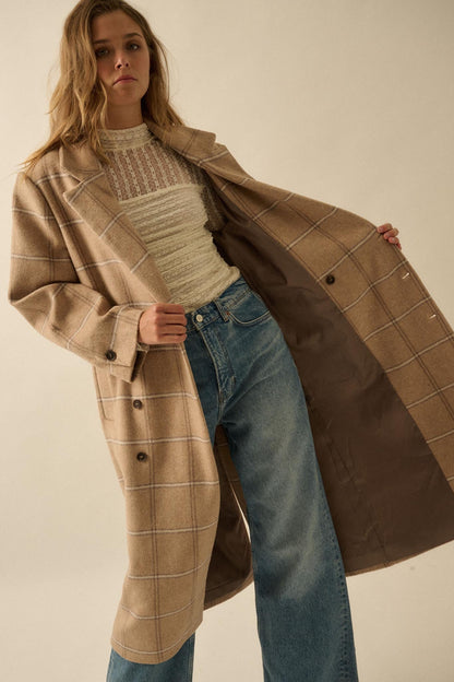 Checking In Plaid Double-Breasted Overcoat
