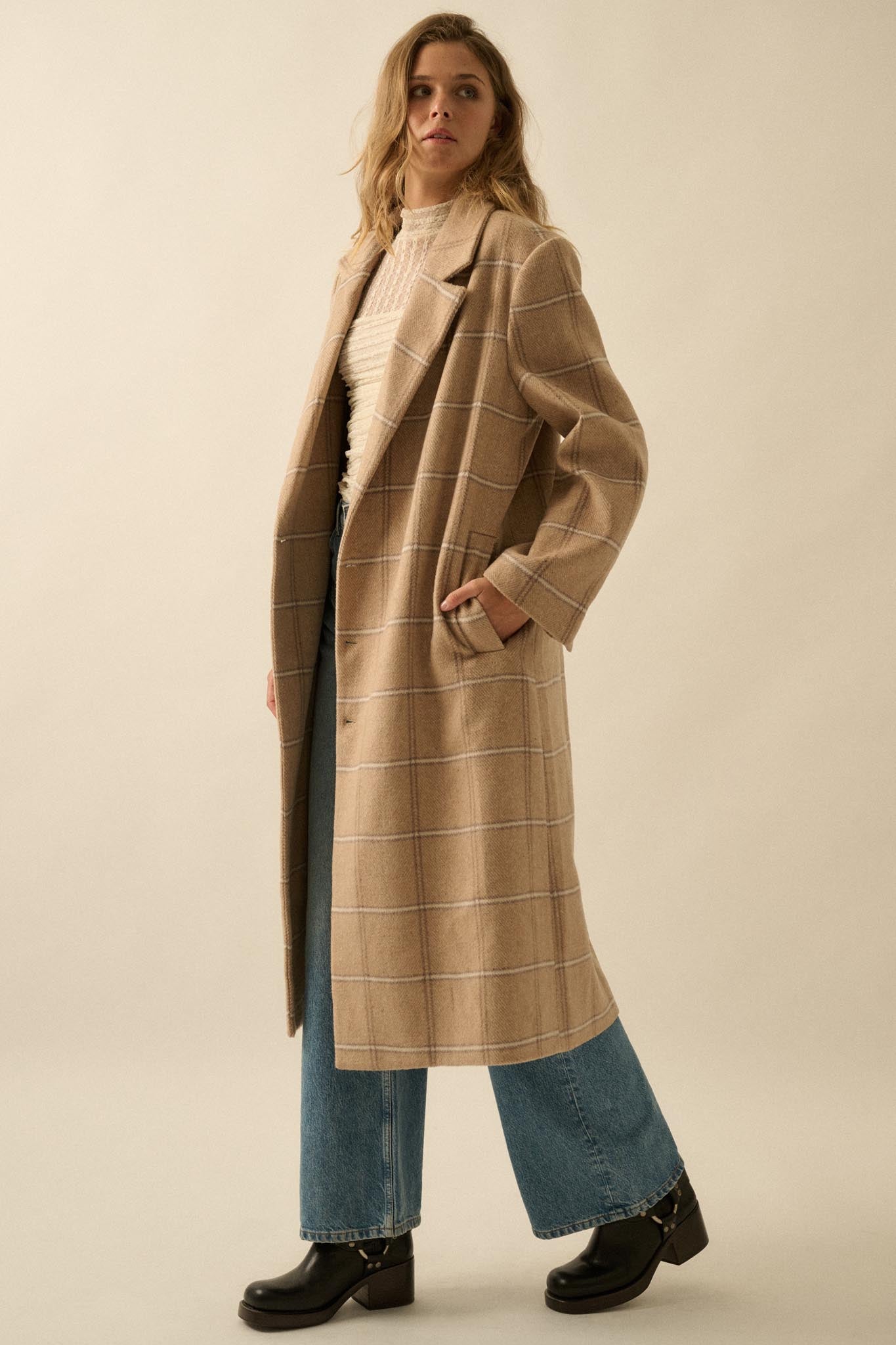 Checking In Plaid Double-Breasted Overcoat