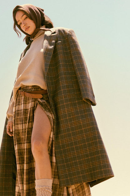 Check Please Double-Breasted Plaid Overcoat