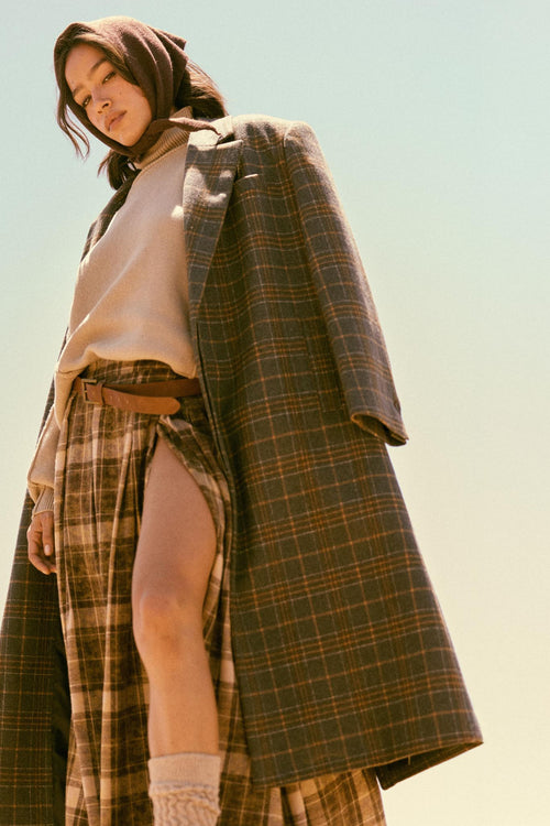 Check Please Double-Breasted Plaid Overcoat