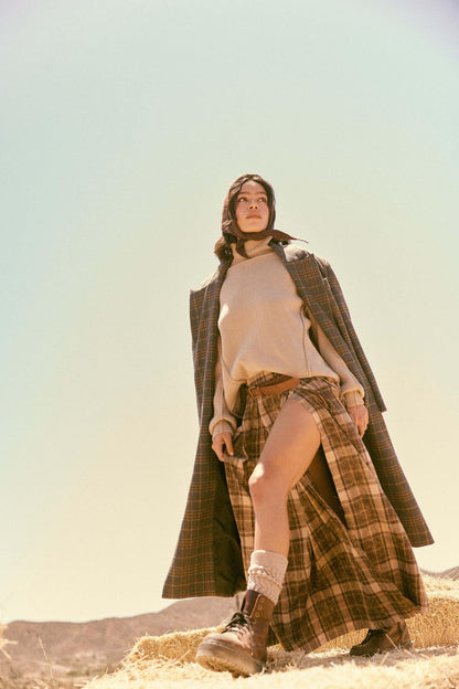 Check Please Double-Breasted Plaid Overcoat