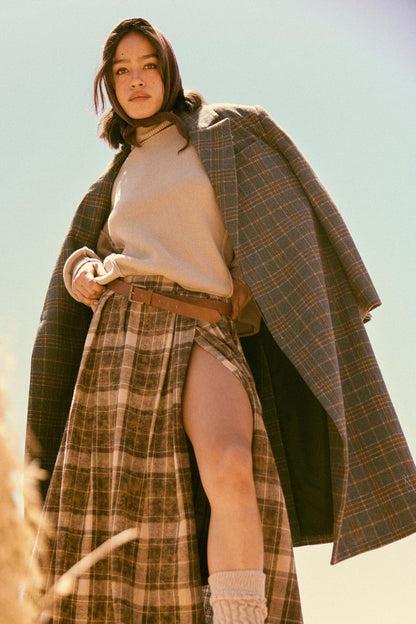 Check Please Double-Breasted Plaid Overcoat