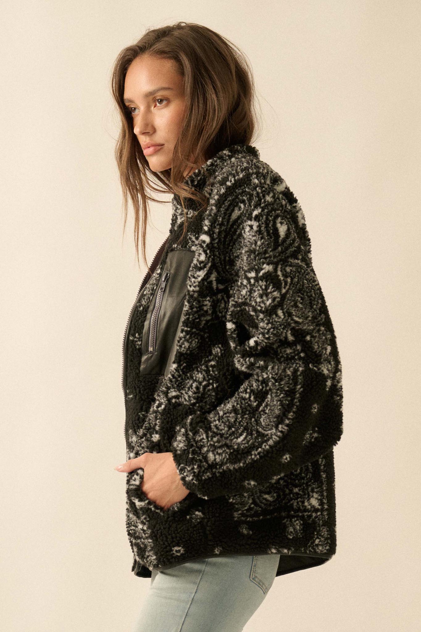 Chasing Dreams Paisley-Print Fleece Zip-Up Jacket