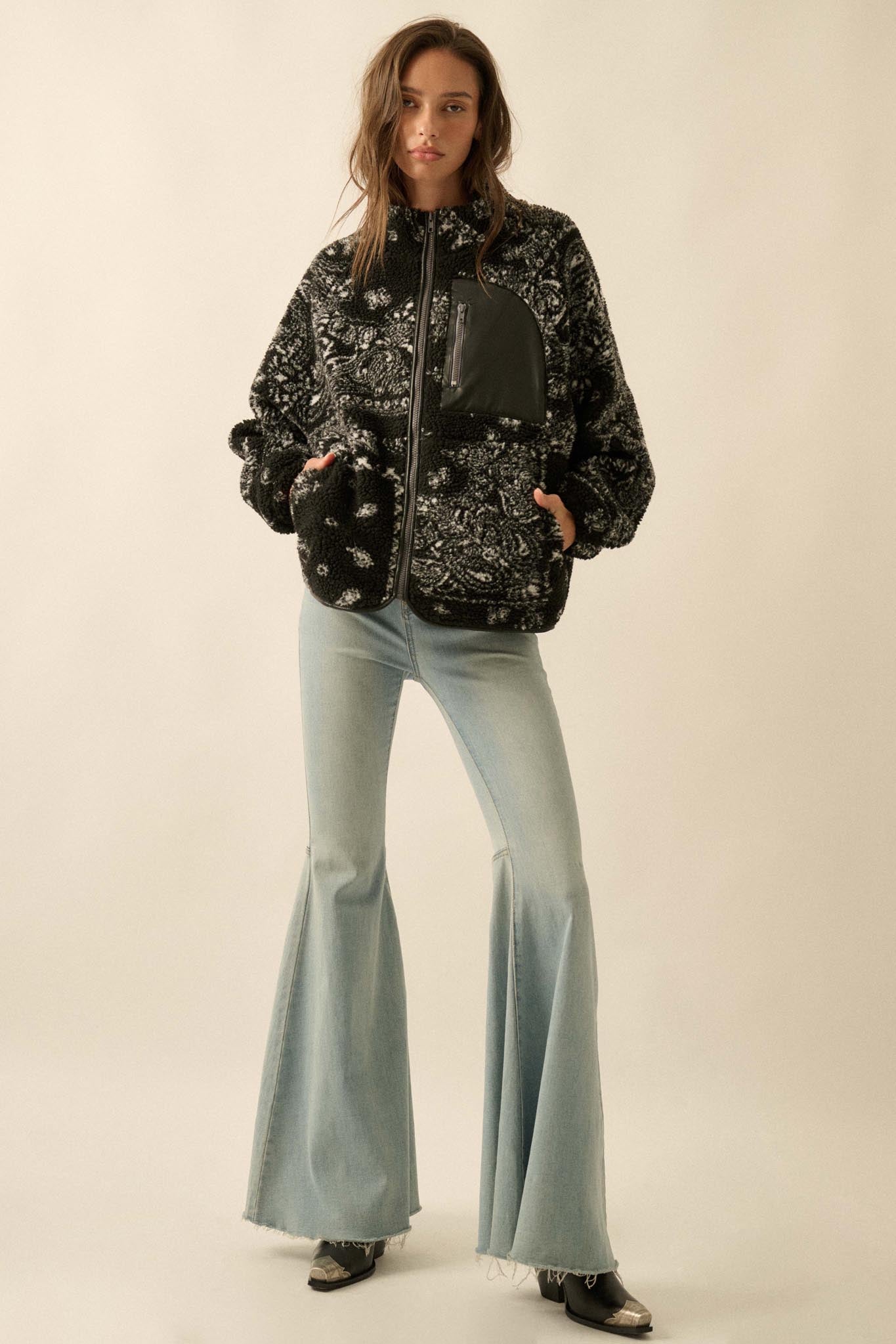 Chasing Dreams Paisley-Print Fleece Zip-Up Jacket