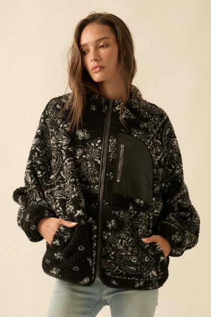 Chasing Dreams Paisley-Print Fleece Zip-Up Jacket