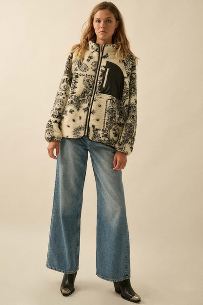Chasing Dreams Paisley-Print Fleece Zip-Up Jacket