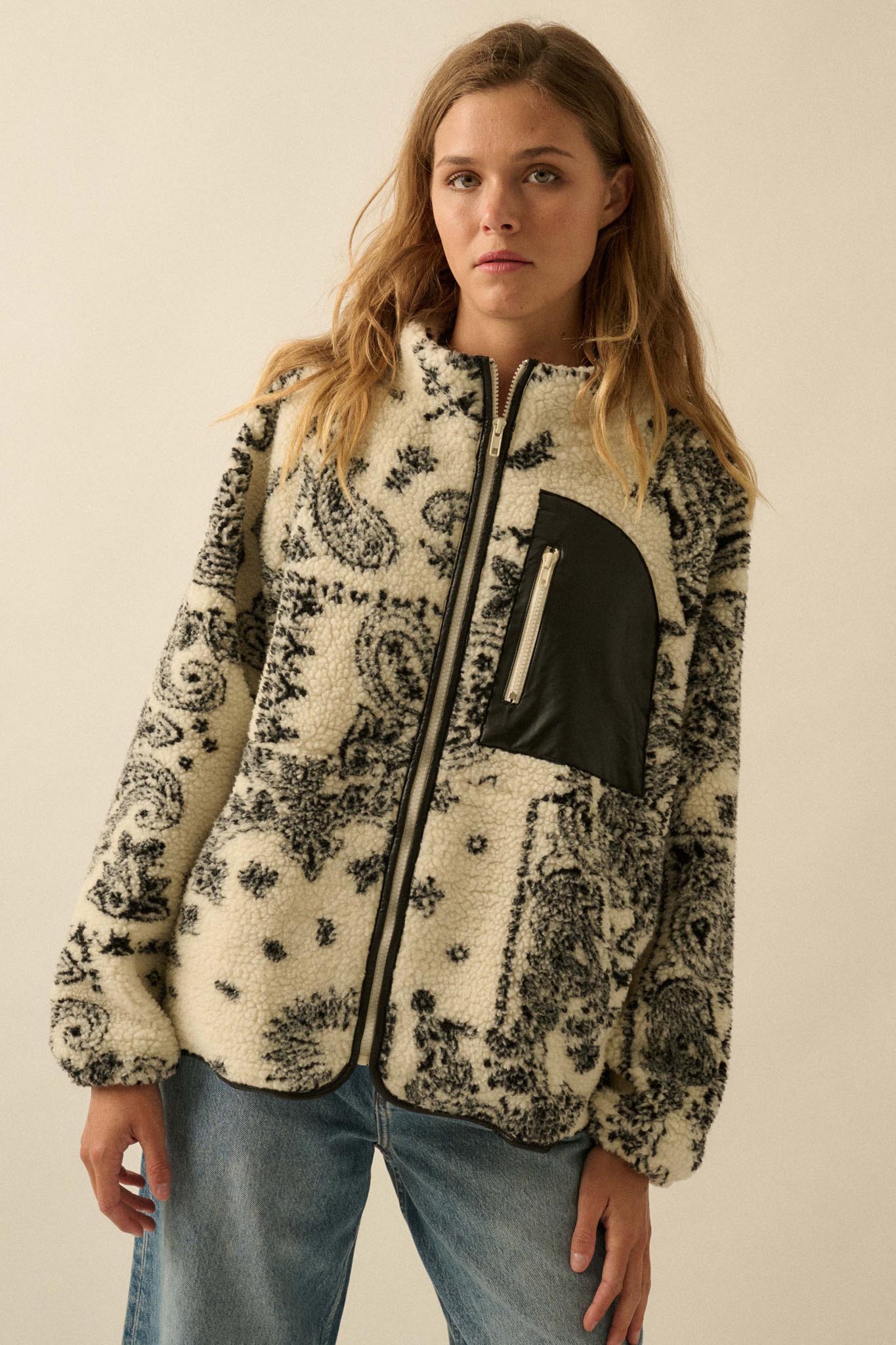 Chasing Dreams Paisley-Print Fleece Zip-Up Jacket