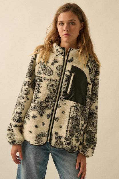 Chasing Dreams Paisley-Print Fleece Zip-Up Jacket