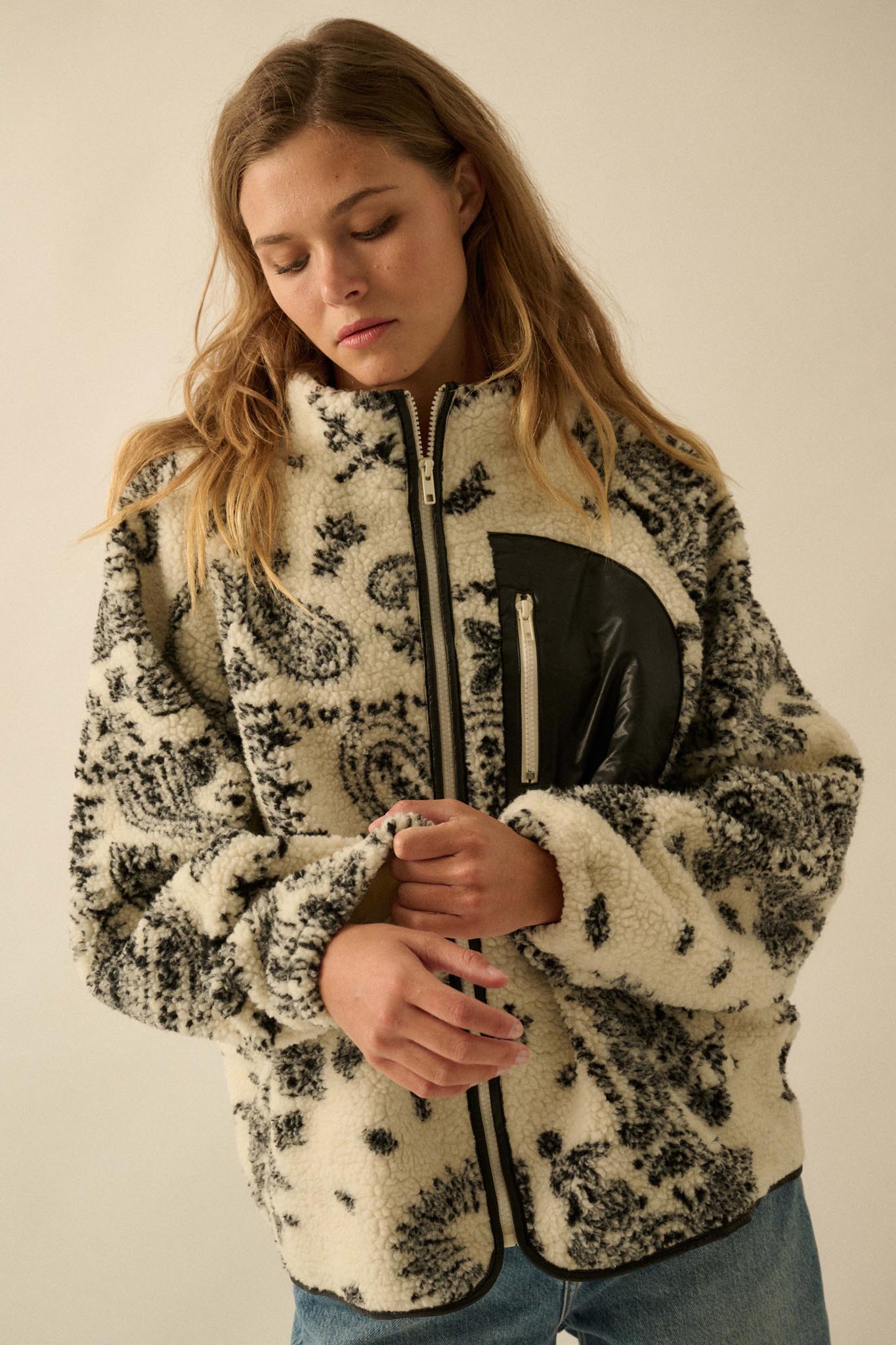 Chasing Dreams Paisley-Print Fleece Zip-Up Jacket