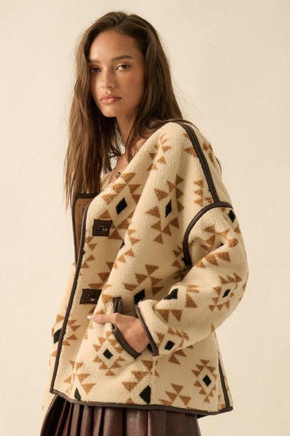 Echo Canyon Geometric-Print Fleece Toggle Jacket