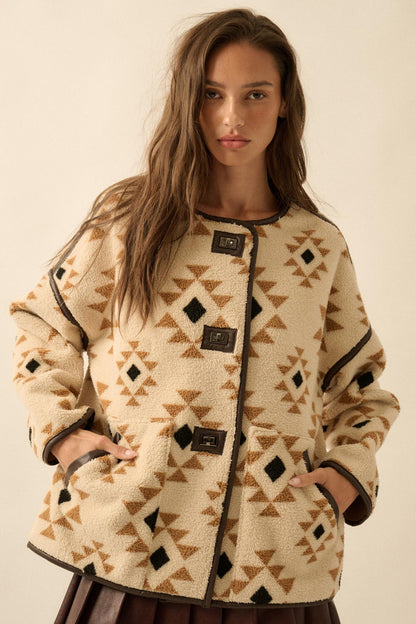 Echo Canyon Geometric-Print Fleece Toggle Jacket