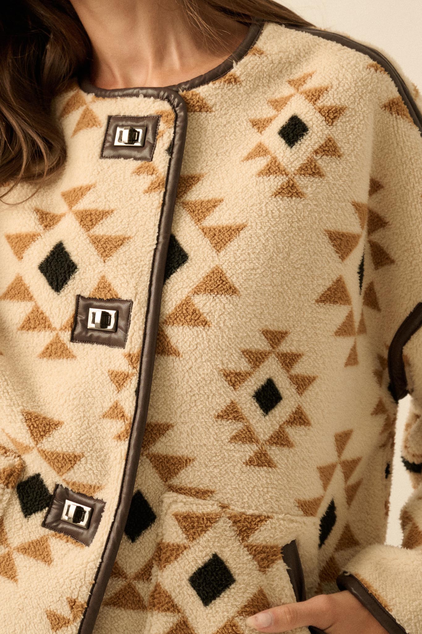 Echo Canyon Geometric-Print Fleece Toggle Jacket