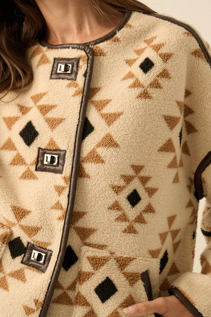 Echo Canyon Geometric-Print Fleece Toggle Jacket