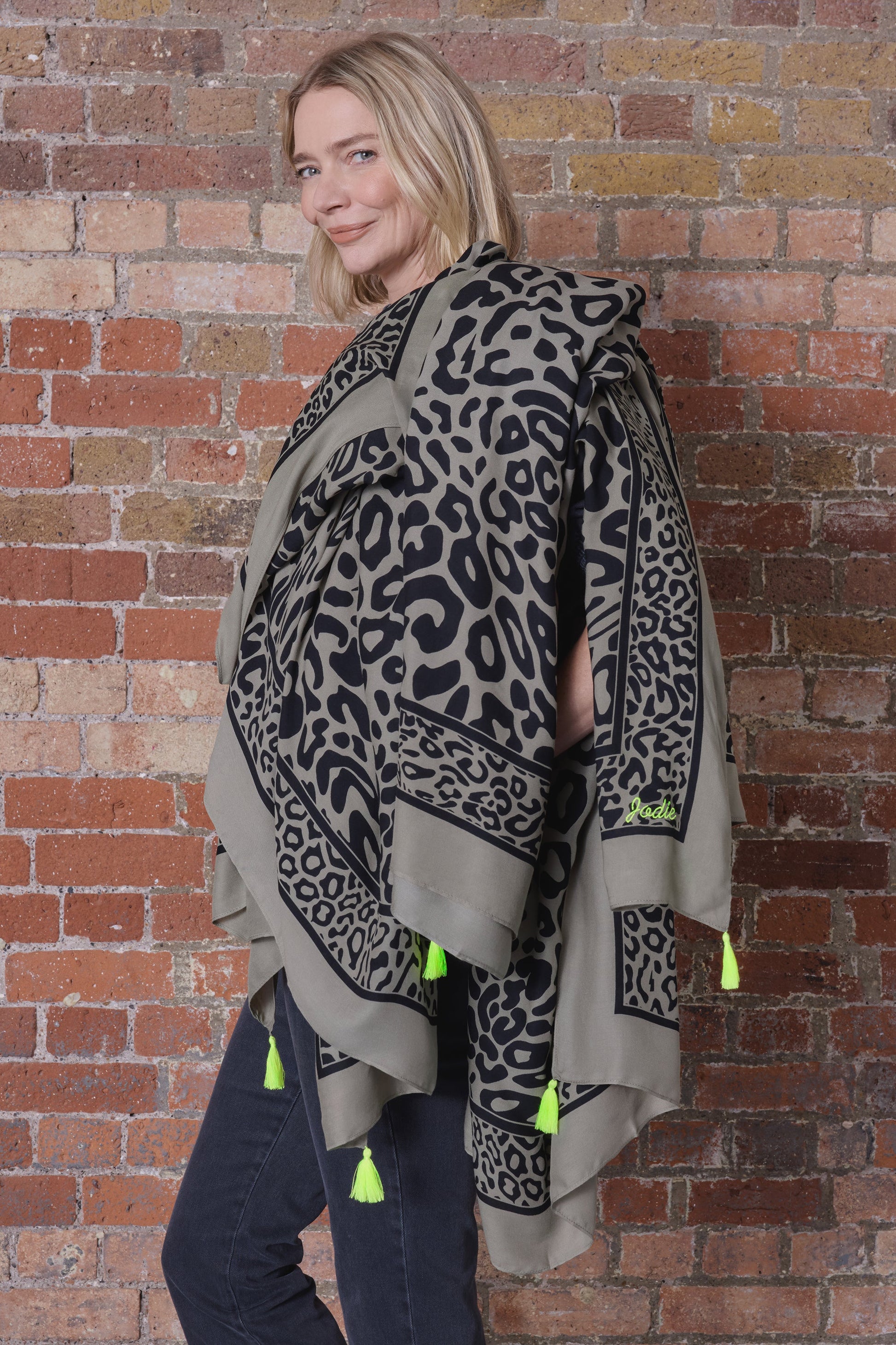 Scamp & Dude x Jodie Kidd Khaki Leopard Charity Super Scarf