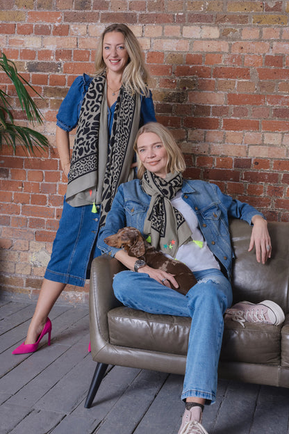 Scamp & Dude x Jodie Kidd Khaki Leopard Charity Super Scarf