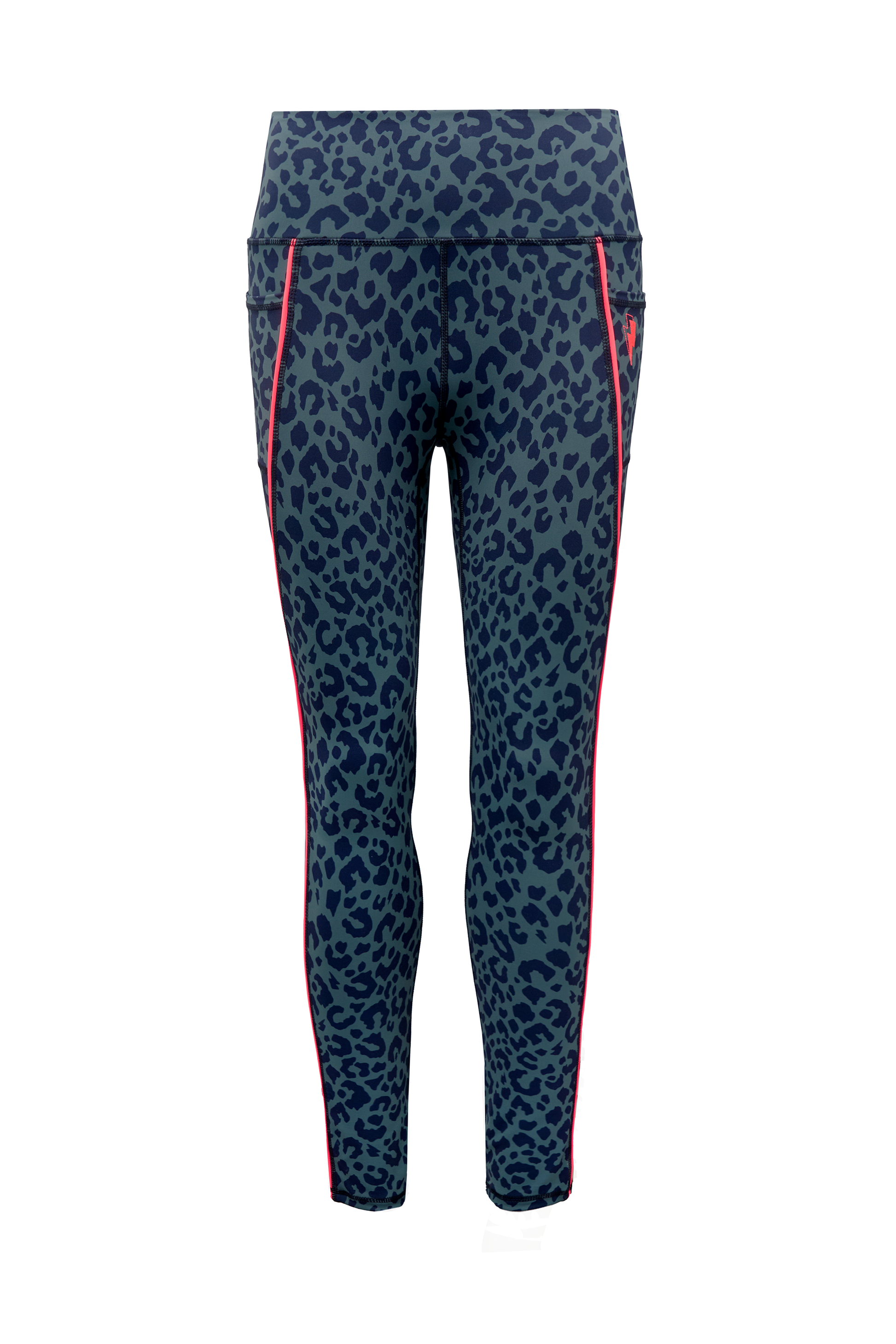 Khaki with Navy Candy Leopard Full Length Active Leggings