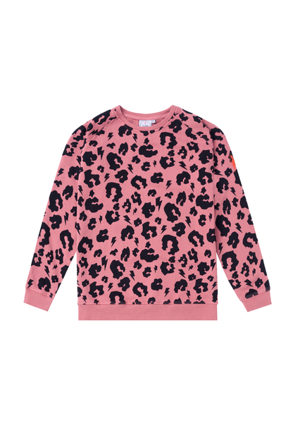 Big Kids Coral with Black Leopard Classic Sweatshirt