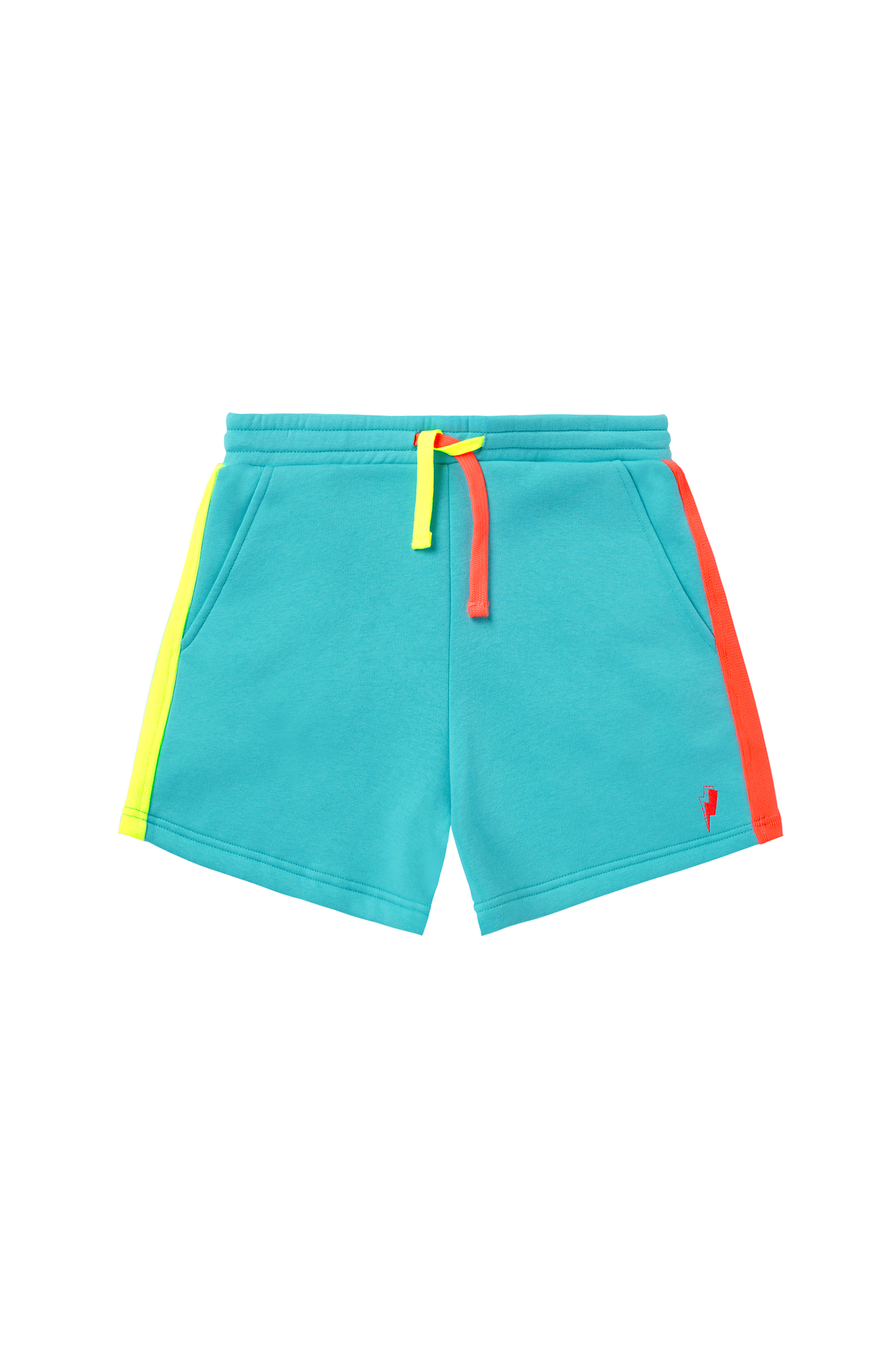 Kids Bright Green with Neon Coral Colourblock Shorts