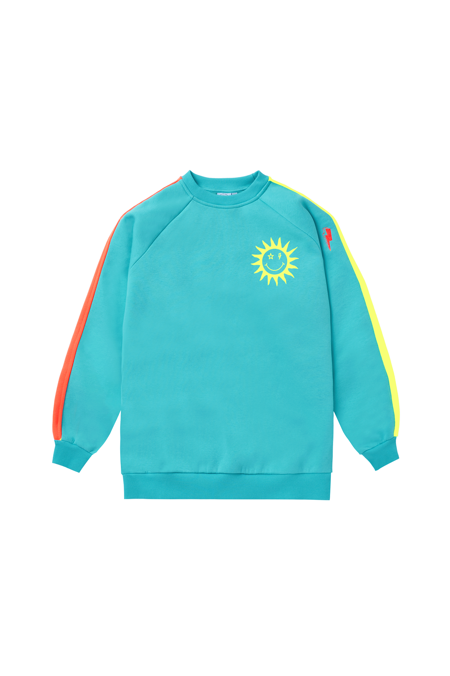 Kids Bright Green with Neon Coral Colourblock Sweatshirt