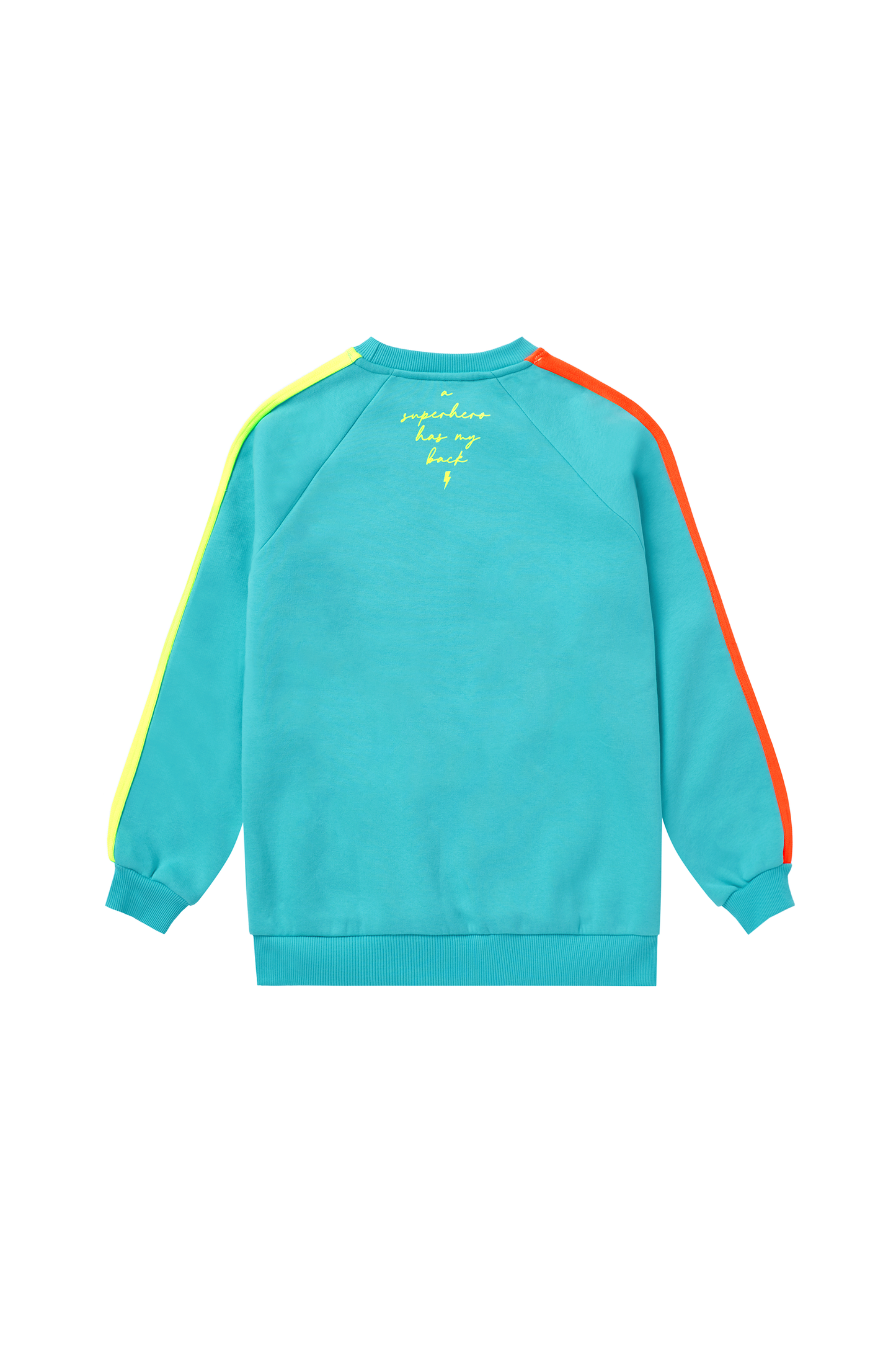Kids Bright Green with Neon Coral Colourblock Sweatshirt